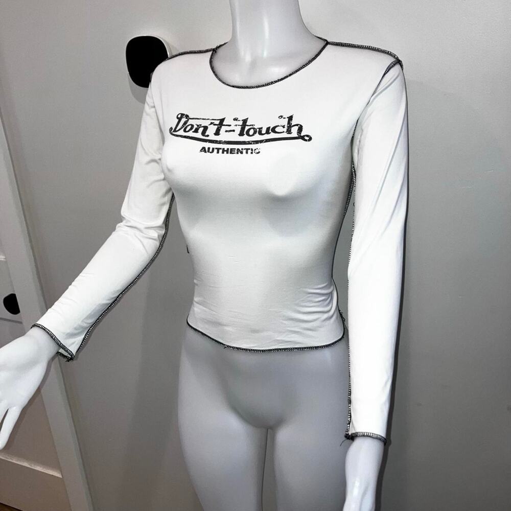 Vintage 90s y2k long sleeve "Don't touch" graphic tee - Picture 3 of 8